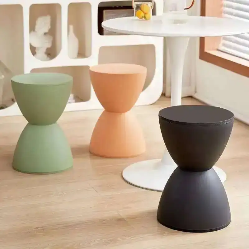 

Hourglass Stool End Table, Plastic Round Foot Stool Ottoman, Shoe Change Stool, Household Accent Stool for Fitting Room Home