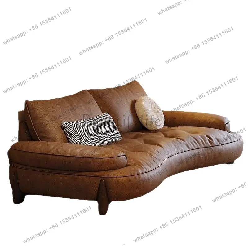 Cloud cream style three-person simple retro style sofa Italian minimalist sofa
