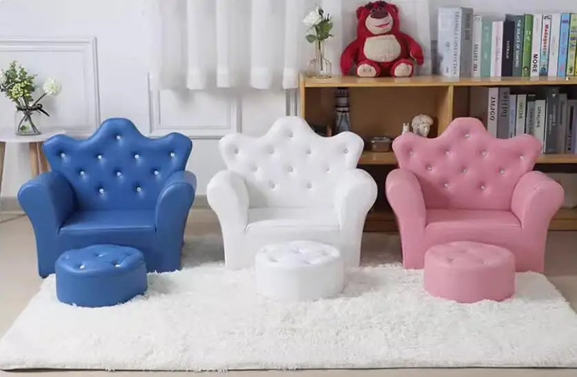 Children's Sofa Princess Cartoon Lazy Seat Crown Baby Cute Kindergarten Reading Corner Girl Leather Small Sofa