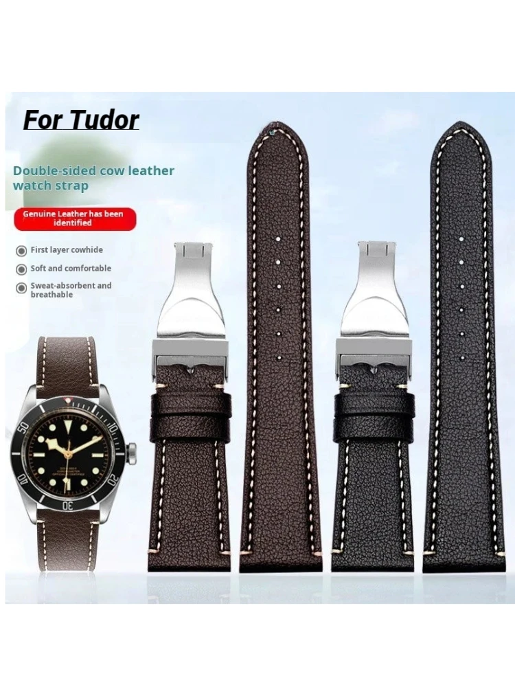 20mm 22mm For Tudor Black Bay 1958 39mm 41mm Gmt Pelagos Strap Men Leather Watchband Dark brown business Soft Watch accessories