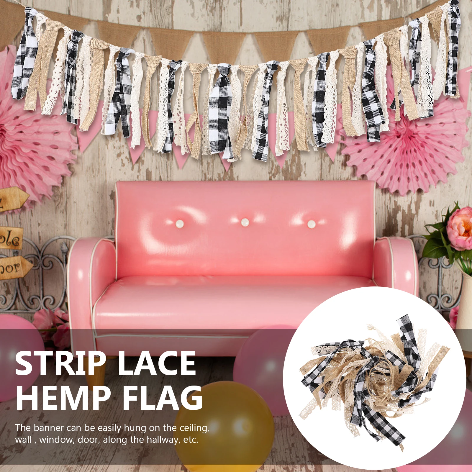 

Premium Linen Lace Burlap Banner 3FT 5FT 6FT Reusable Wedding Bridal Baby Shower Garland Rustic Burlap for Coffee