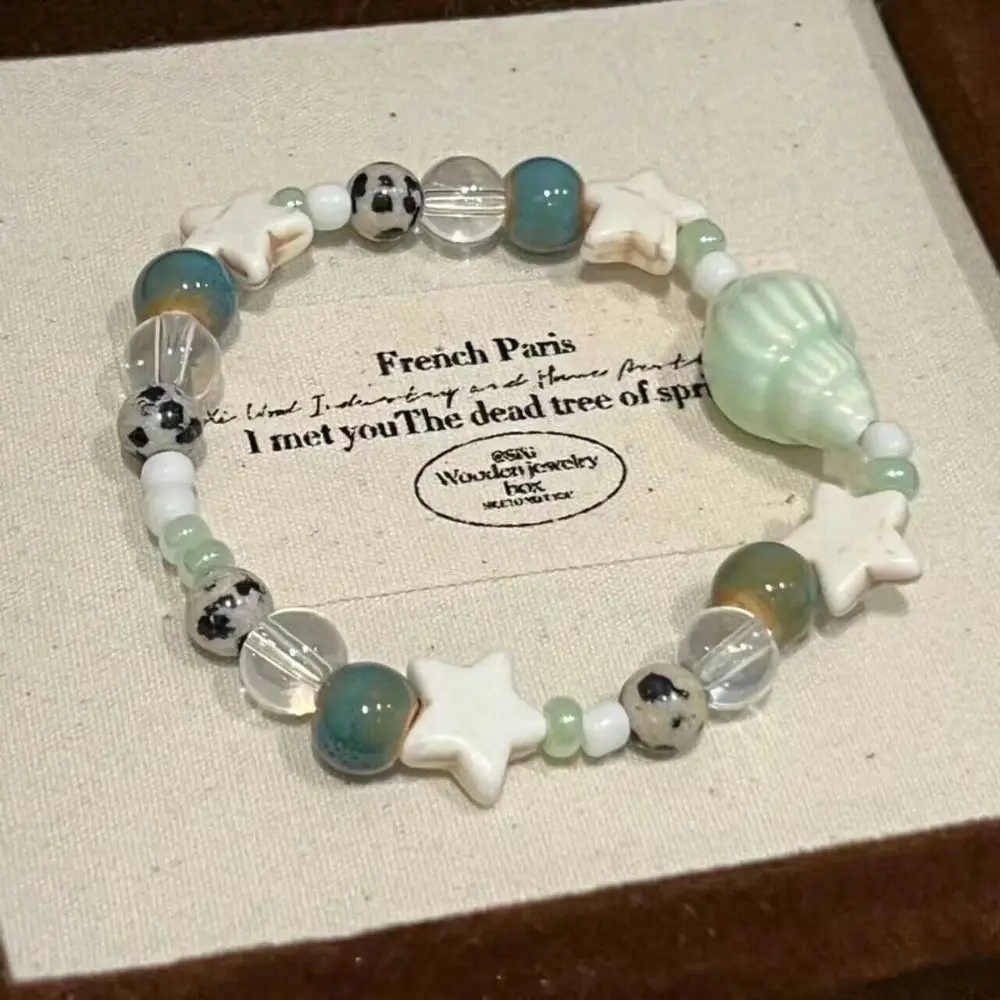 Handmade Ceramic Conch Bracelet Korean Style Liuli Bead Star Bracelet Jewelry Accessories Cartoon Cute Bead Bracelet Friend