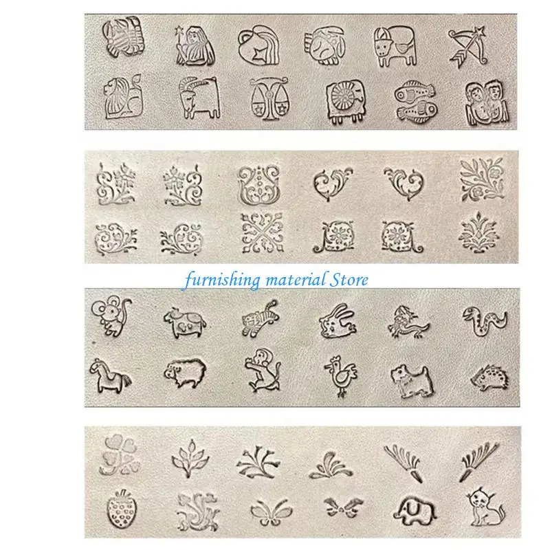 Y5GD Premium Leather Engraving Stamps Featuring 12 Unique Themes Punching Tool Suitable For Both Beginners And Experts
