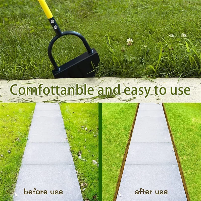 

AA19 Saw-Tooth Edger Lawn Tool, Half Moon Lawn Edger With T-Grip, Sidewalk Grass Long Handled Step Edger, 38Inch Black Yellow Du