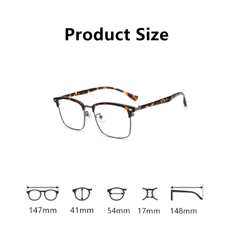 Photochromic Reading Glasses Men Women Tortoiseshell Browline TR Alloy Frame Anti‑UV Anti Blue Light Presbyopia Eyeglasses