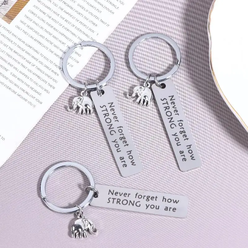 1/5 Stück Inspirierender Elefanten-Schlüsselanhänger aus Edelstahl mit positiver Energie für Männer, Auto, Rucksack, Anhänger, Dekoration – Detail 8