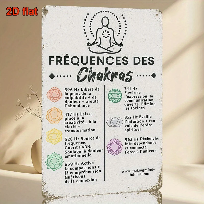 CIFBUY Vintage French Chakra Frequencies Aluminum Wall Art Rectangular Metal Sign Waterproof Wear Resistant Home Bedroom Living