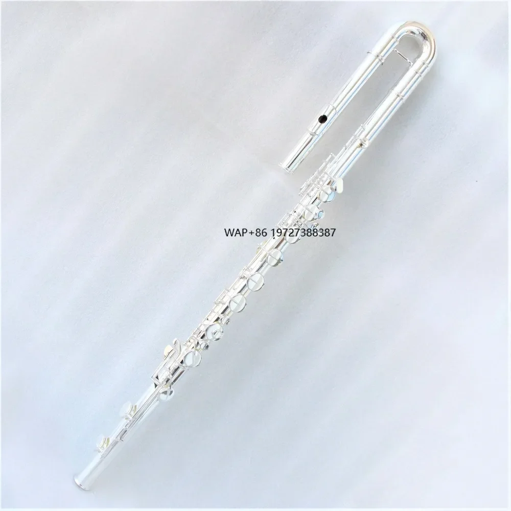 High-End Professional Silver-Plated Bass Flute Closed Holes Music Instrument