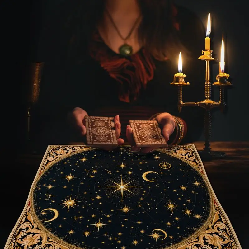 VIKAMA Gilded Starry Sky Star Chart Tarot Tablecloth Altar Cloth for Divination Spiritual Meditation Room Decor Pagan Wiccan