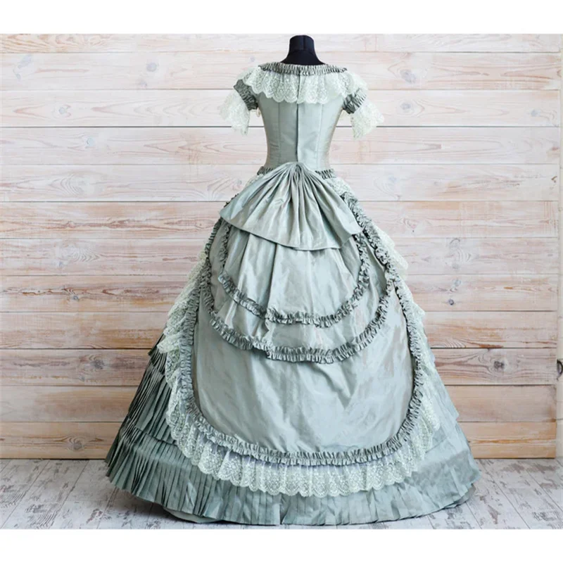 Katherine Pierce Cosplay Costume  Medieval Victorian Rococo Bustle Dress Vampire Lace Ruffle Prom Ball Gown