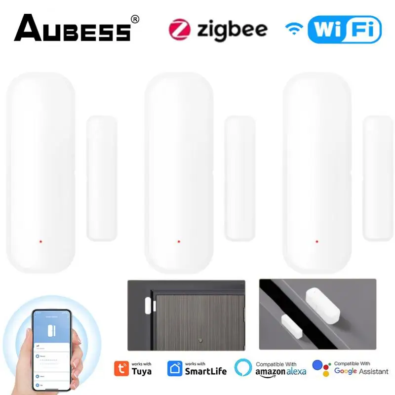 tuya zigbee wifi sensor de porta janela casa inteligente detector porta sem fio vida inteligente app controle remoto para alexa google casa 01