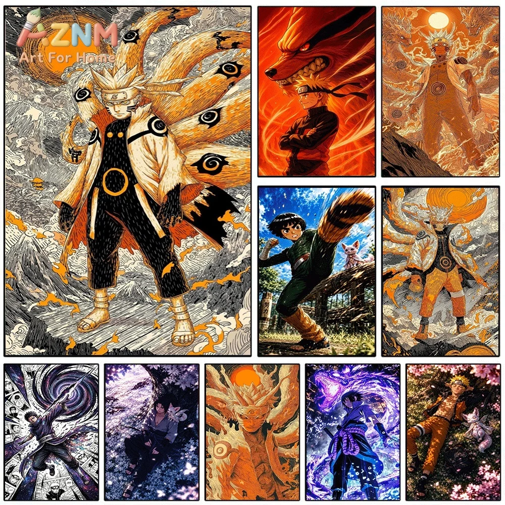 Naruto Anime Nine‑Tails Fox Character Art Canvas Wall Art Print Poster Unframed Canvas Painting Home Living Room Bedroom Wall