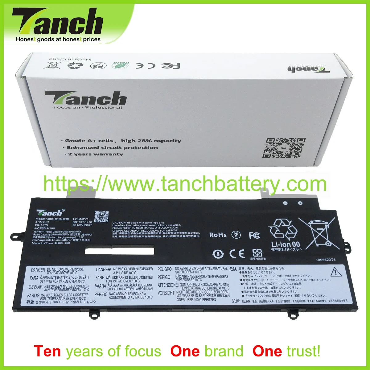 

Tanch Laptop Batteries for LENOVO 5B10W13973 SB10T83217 L20L4P71 5B10W13975 L20D4P71 X1 YOGA GEN 6,15.44V,4 cell