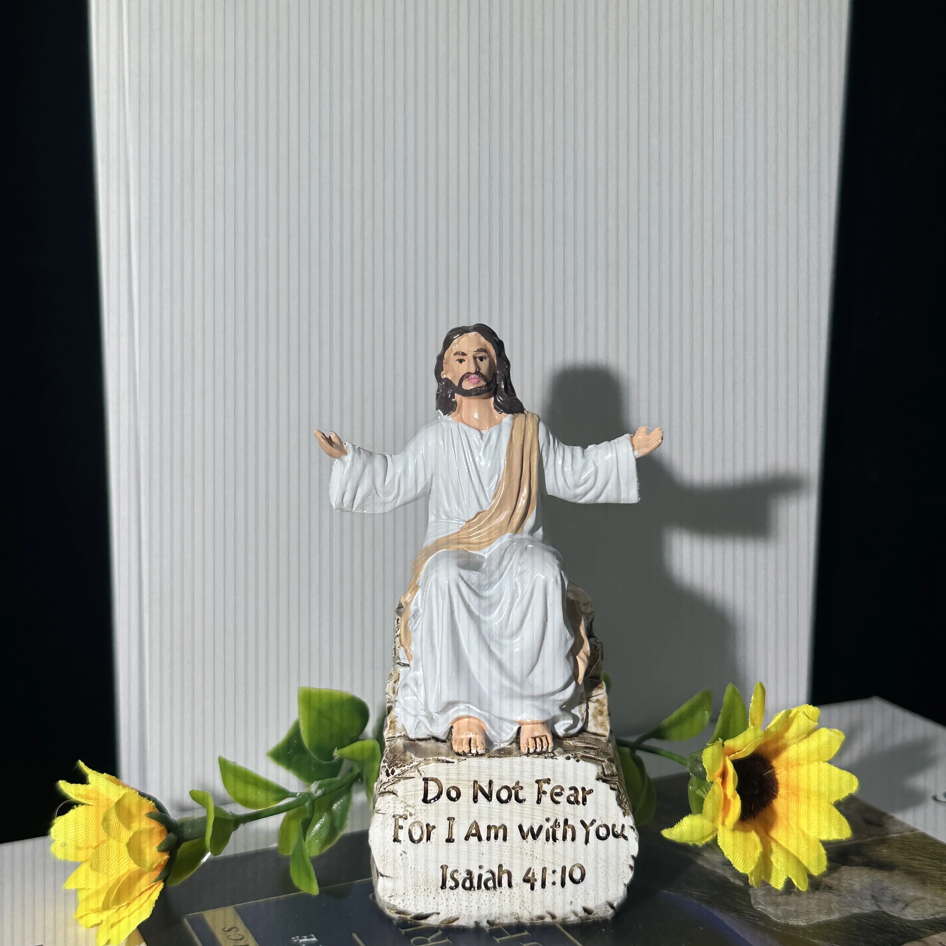 Jesus Open Arms Blessing Statue With Bible Verse Base I Am With You Always Resin Christian Figurine Religious Home Decor Gift