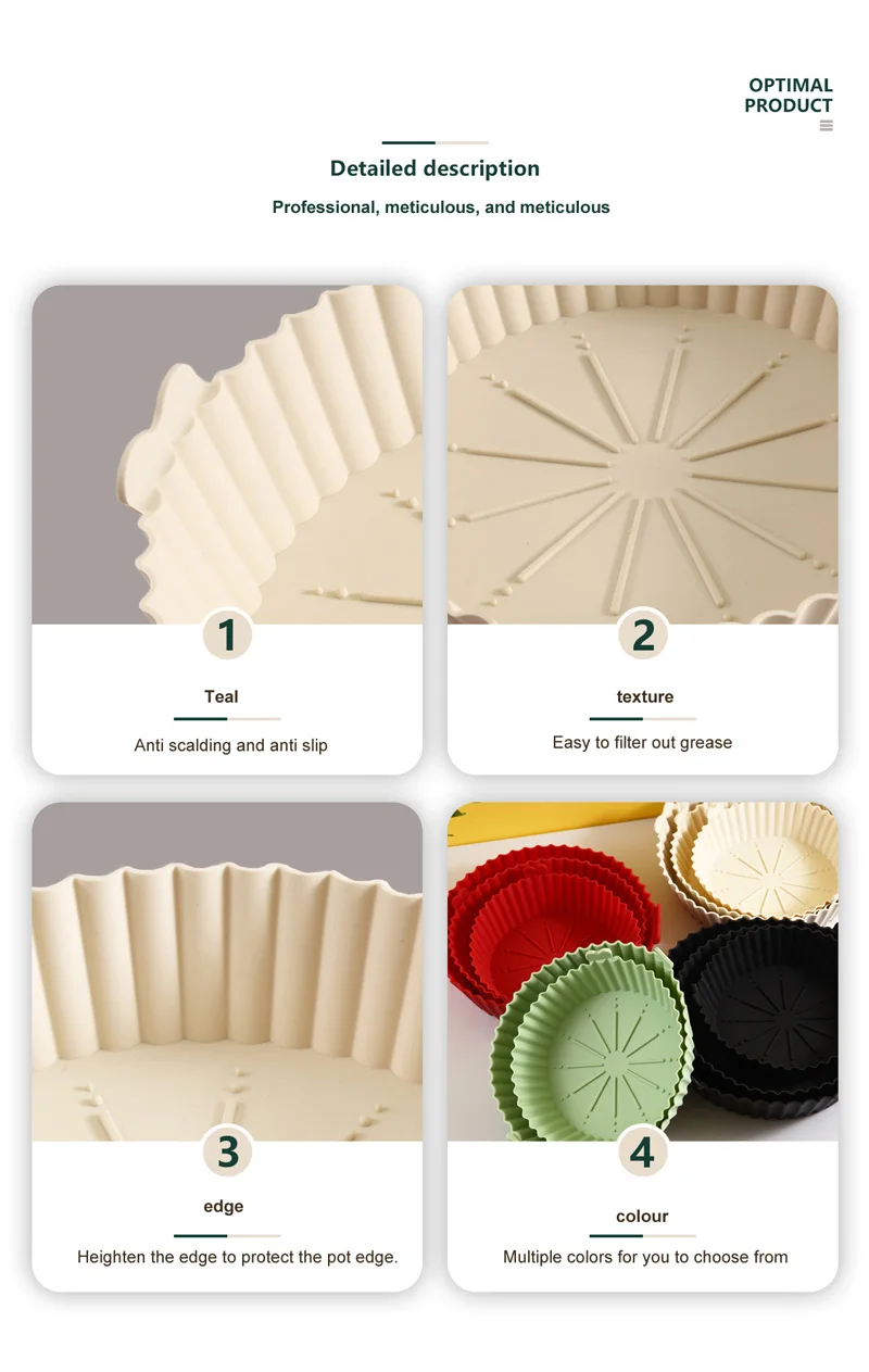 Air Fryer Baking Tray Reusable Silicone Baking Basket Grill Pan Food-Grade Safe Non-Stick Fryers Ovens Microwave Oven
