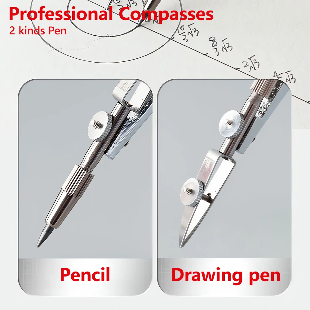 M&G Metal Compass Set Drafting Compass with Replacement Refill for Students Exam Drawing Tools 2 Pcs/4Pcs Set