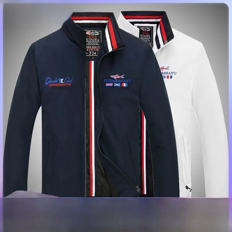 

Trendy ark Brand Men's Spring Autumn Loose Fit Stand Collar Thin Cotton Casual Jaet Youth ular Stand Size Cotton Coat