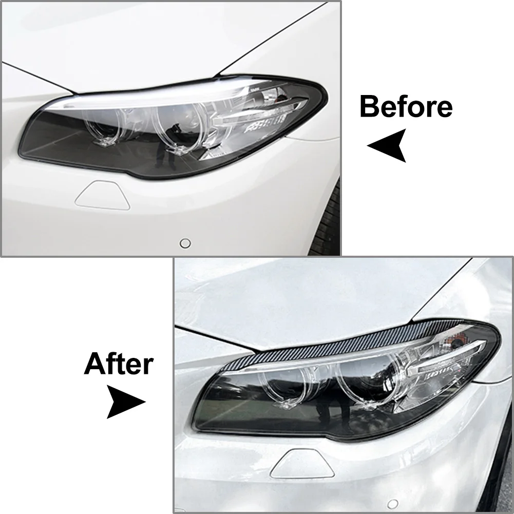 1Pair Front Headlight Eyelids Trim Eyebrow Cover ABS Car Accessories For BMW F10 F11 5 Series 2015 2016 2017