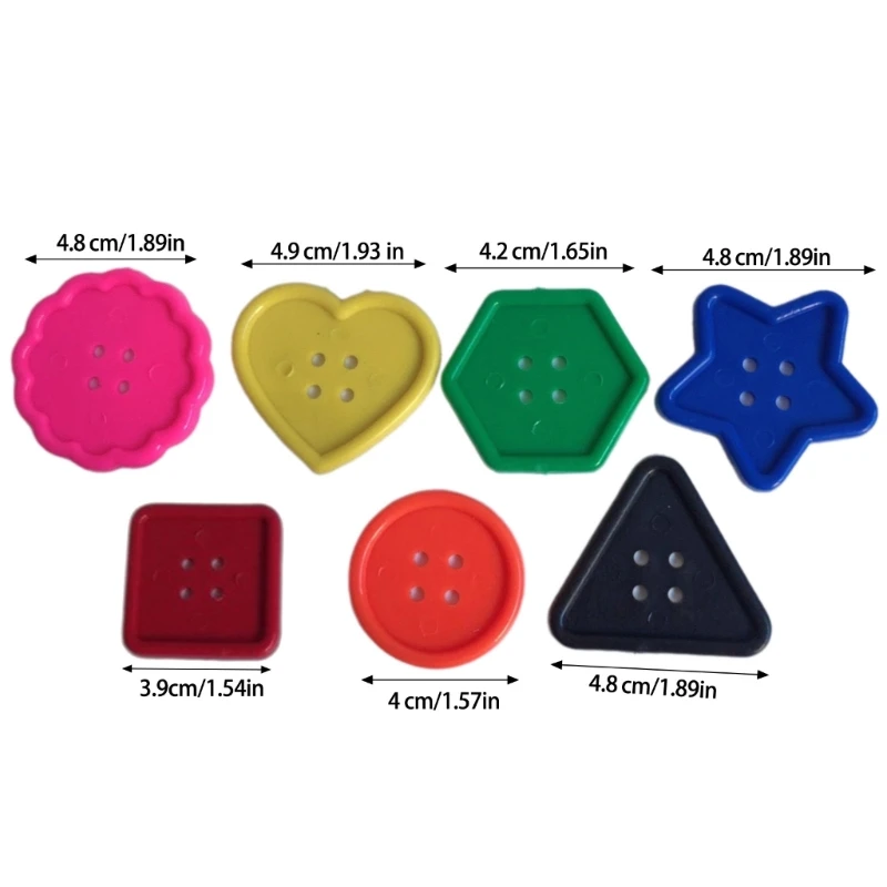 50 Pcs/Set Big Bright Buttons Colourful Buttons Craft Buttons Geometric Shapes Buttons Large Buttons for Craft Projects