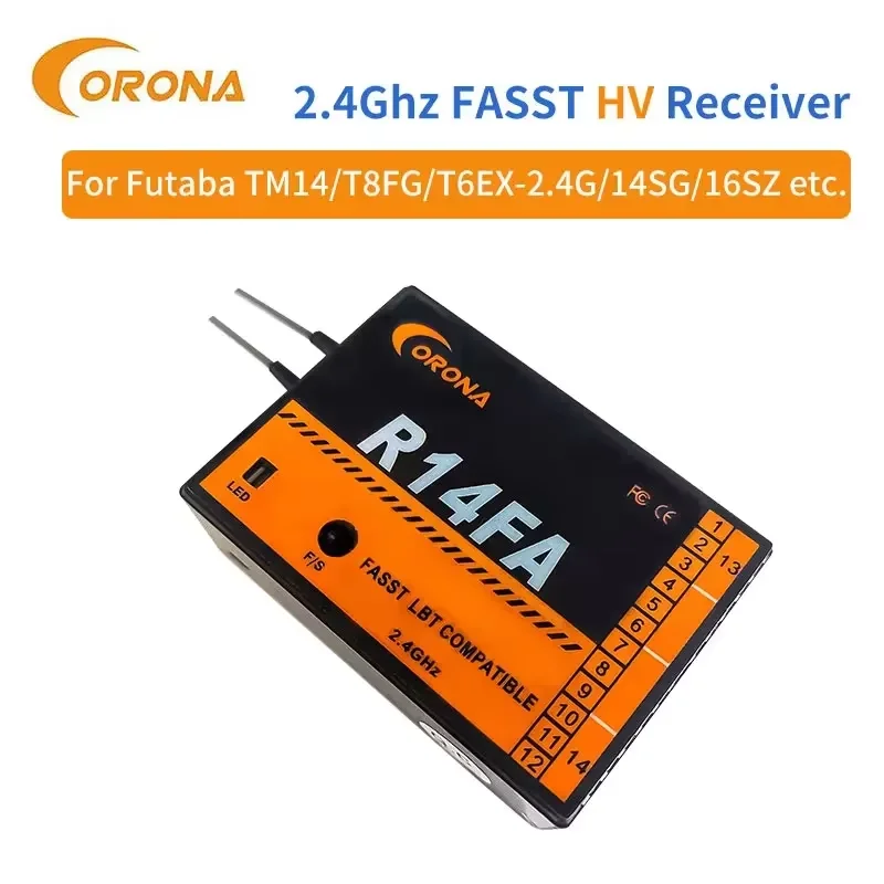 Corona R14FA 2,4 GHz 14CH Fasst kompatibler Empfänger 4,0 ~ 10 V Betriebsspannung mit FUTABA 14 sg 16sz 18 mz für Flugzeug-Smart-Roboter