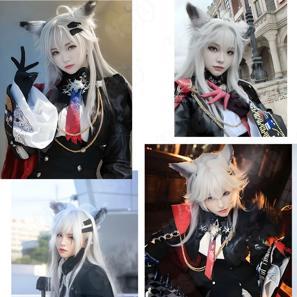 Lappland cosplay Wig HSIU silver black mixed color long hair Heat Resistant Synthetic Wig Game Arknights lappland cosplay Wig