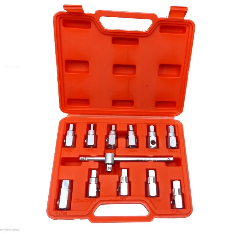 Set 12pc Oil Drain Plug Key Socket And Removal Wrench TSX TOOL