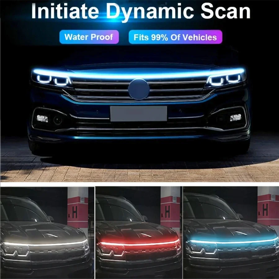 

Start Scan Led Car Hood Light Strip Auto Headlight Flexible Waterproof DRL Decorative Ambient Lamp LED Daytime Running Lights