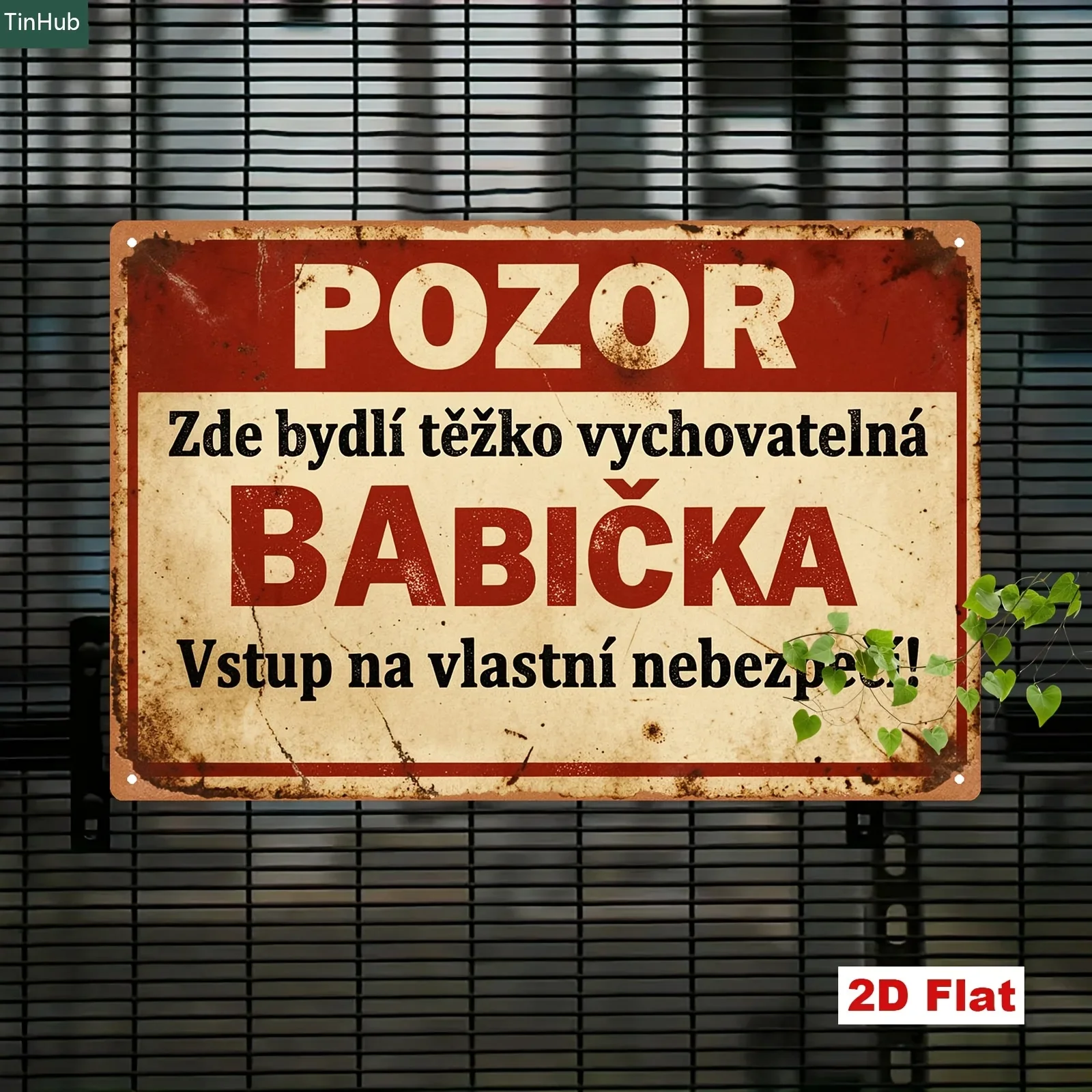 CIFBUY Czech Lawless Grandma Vintage Tin Sign Funny Quote Aluminum Wall Art Waterproof Metal Decor for Home Room Living Room Bar