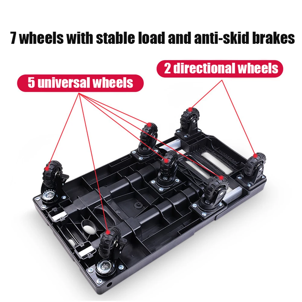 75KG Heavy Load Folding Extendable Transport Platform Dolly Trolley Hand Car Universal Wheels With Brakes