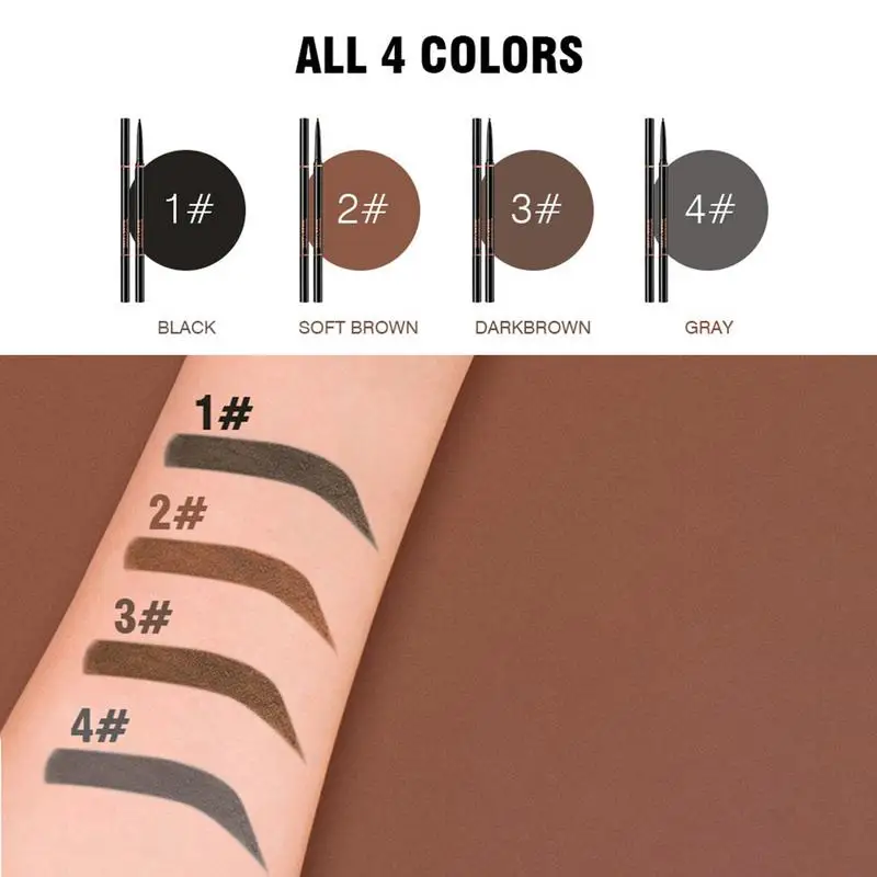 Microblading Eyebrow Pen 2 In 1 Waterproof Eyebrow Pencil And Eyebrow Brush,Professional Long-lasting Eyes Liner Makeup Tool