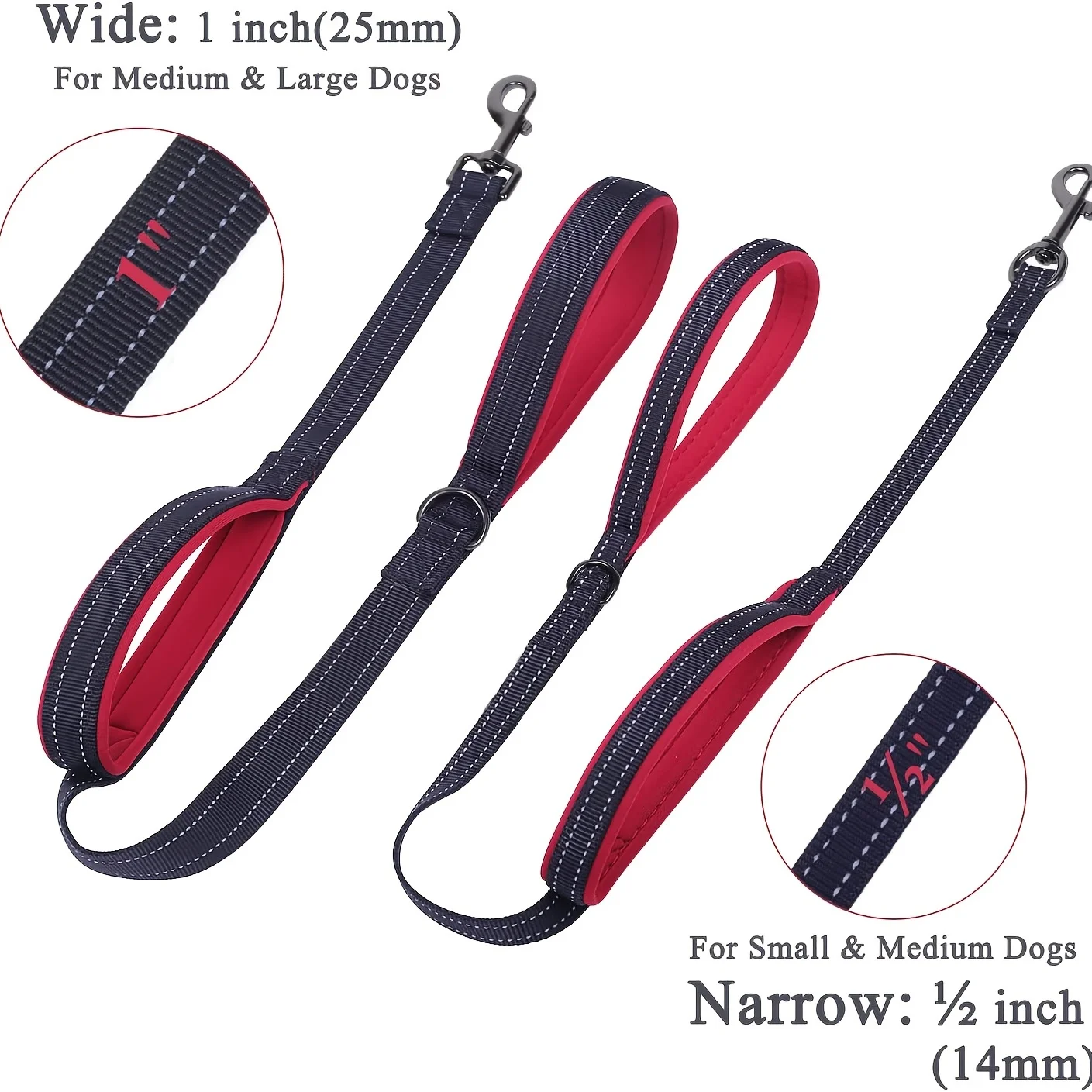 Long Traffic Padded Two Handle Heavy Duty Double Handle Nylon Dog Leash For Training Control