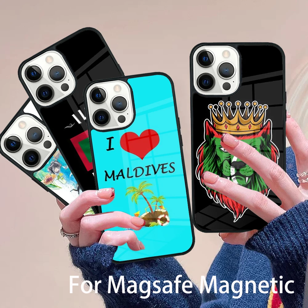 

Maldives Passport Phone Case Magesafe Magnetic Wireless Charge Cover For IPhone 16 11 12 13 14 15 Pro Max Plus Mini