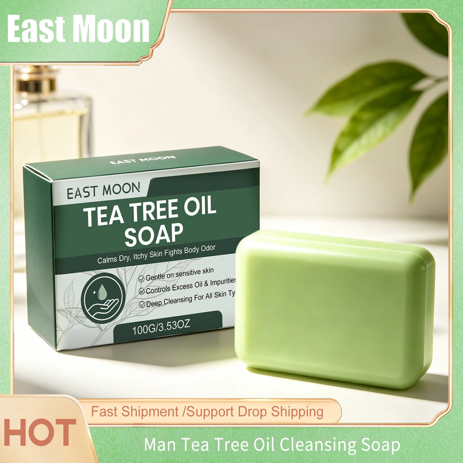 East Moon Man Soap Bar Super Strong Moisturizing Essential Oil Handmade Soap Cologne Scented Body And Facial Cleansing Soap 100g