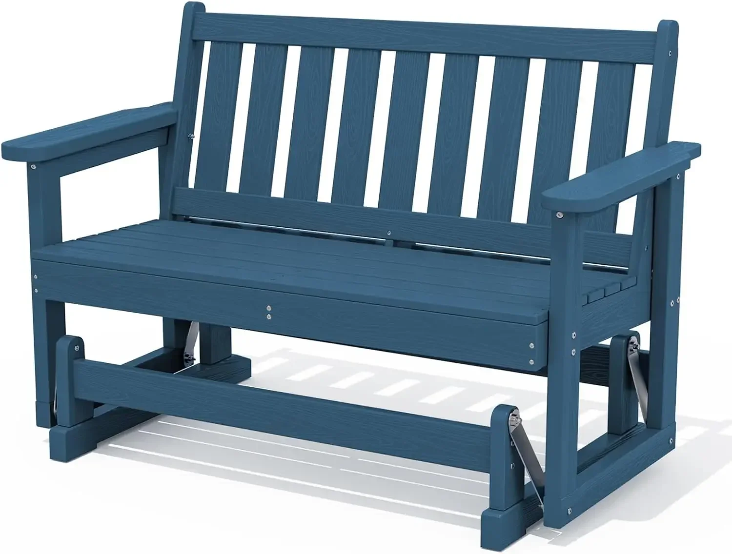 SERWALL Outdoor HDPE Glider Bench, All Weather Swinging Bench for Outdoor Porch Garden, 660LBS Capacity, Deep Navy
