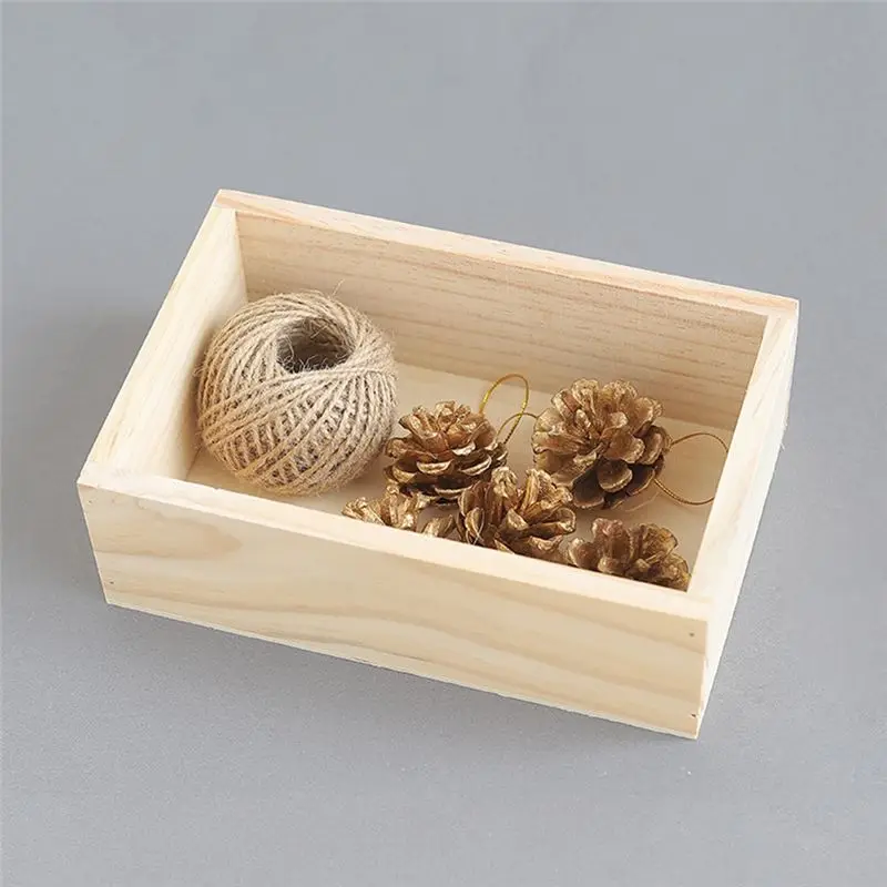 PZHI Small Wooden Box Set Retro Square Wood Storage Box for Jewelry, Desk, Plant Pot Home Decor
