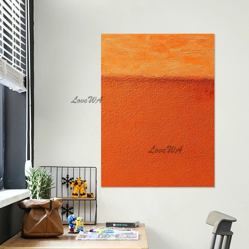 

Оранжевое современное текстурированное настенное искусство, абстрактные картины маслом для спальни, безрамные, дешевые картины на холсте, поделки для украшения дома