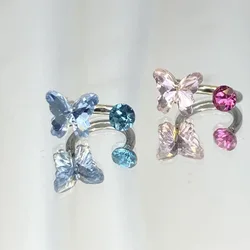 Butterfly Horseshoe Rings Earbone Studs Titanium Steel Small Anti-allergic Earrings Korean Fashion Ear Tragus Jewelry for Women