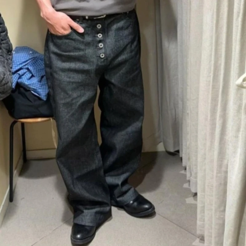 رجل جينز Harajuku الصيف هونغ كونغ نمط إلكتروني طباعة الدنيم السراويل الهيب هوب Ins شارع العليا العصرية فضفاضة كول موضة بنطلون #3