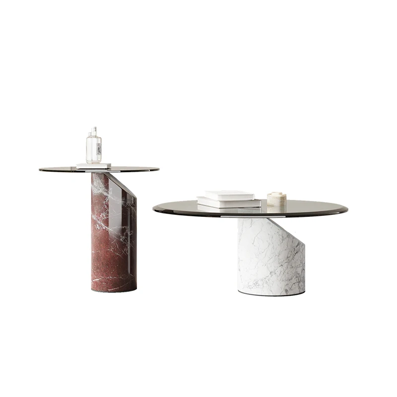 

Italian round glass coffee table combination living room home modern simple small apartment coffee table