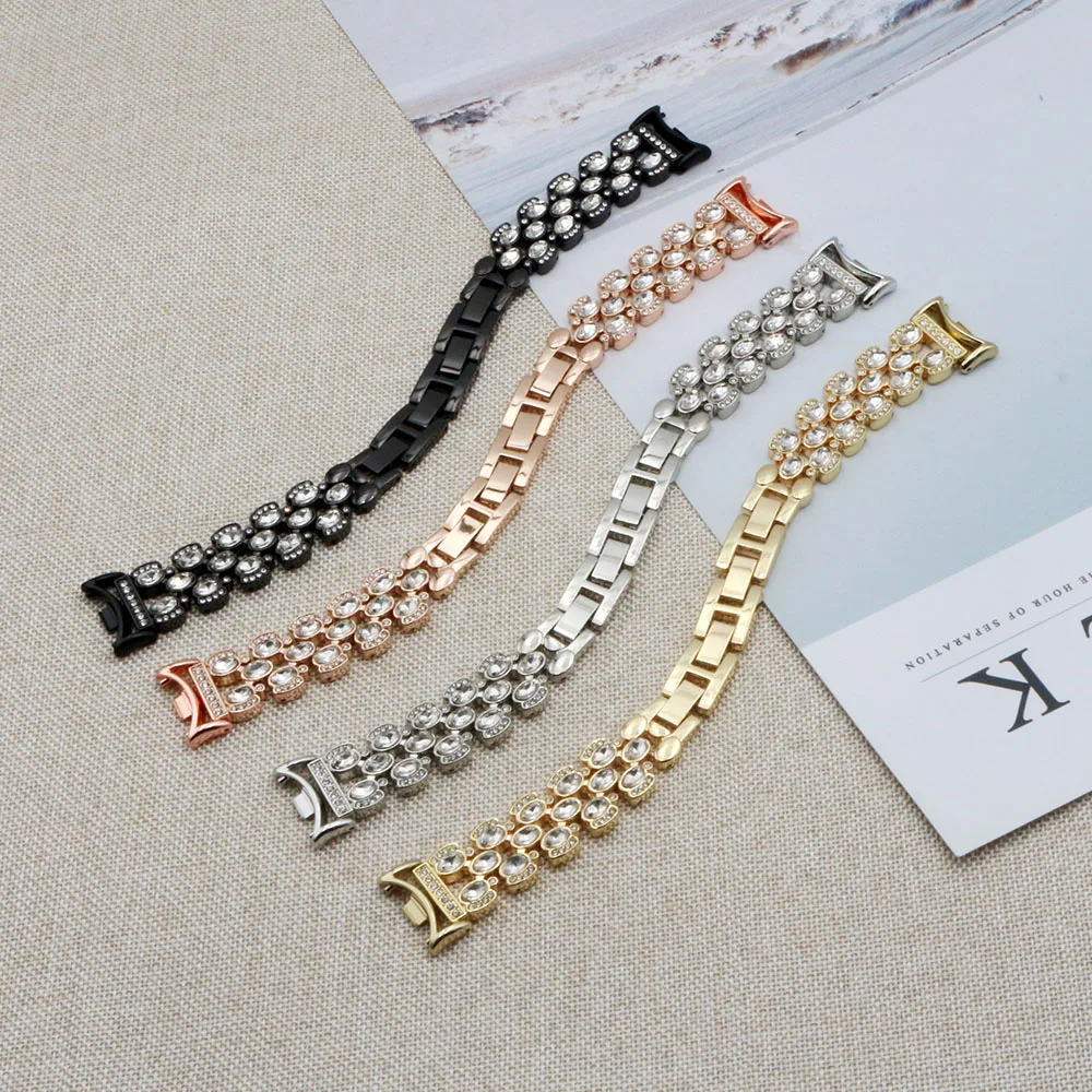 سوار معدني فضي لـ Xiaomi Smart Band 9/ 9 NFC/ 8/ 8 NFC معصمه بديل للنساء سوار ساعة أنيق حزام قابل للتعديل