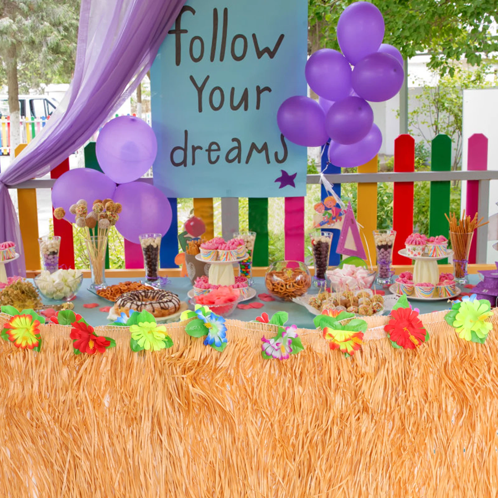 كبير زهرة الجدول تنورة هاواي حزب ديكور بهرج هامش تصميم احتفالي الزفاف الديكور خلفية صور الدعامة #1