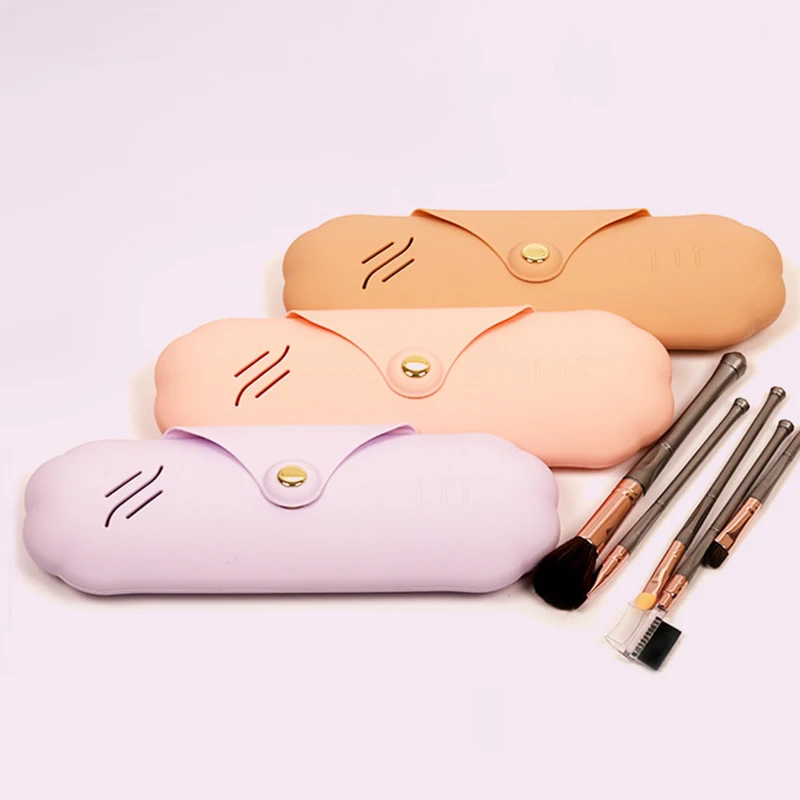 1Pc Silicone Makeup Brush Bag Premium Feeling Dustproof Travel Portable Eyebrow Pencil Lipstick Makeup Tool Organiser