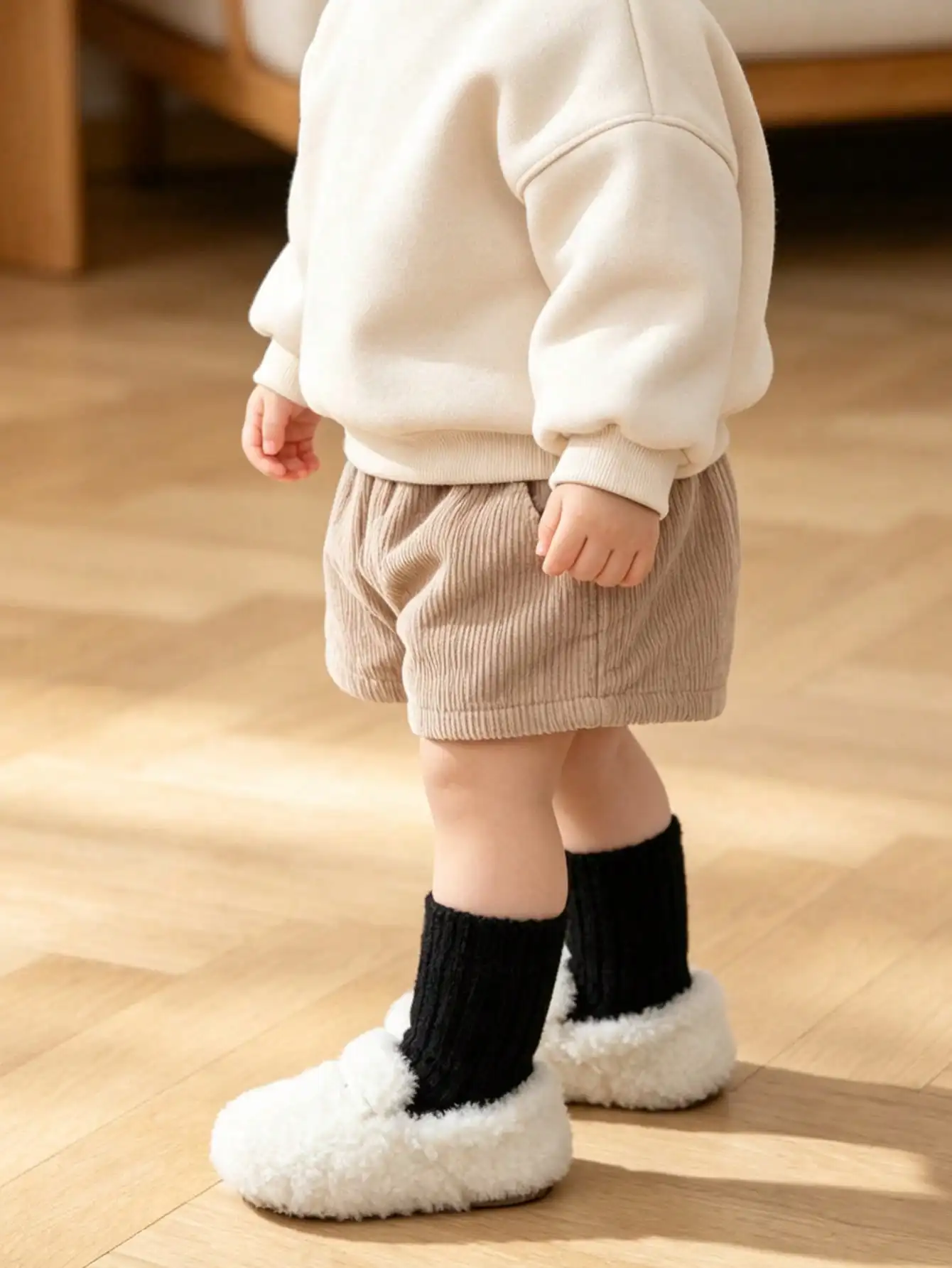 5 Paar Baby- und Kinder-Fleece-gefütterte Stricksocken, dicke warme Thermosocken, Unisex-Kleinkindersocken für den täglichen Gebrauch im Herbst und Winter. – Detail 6