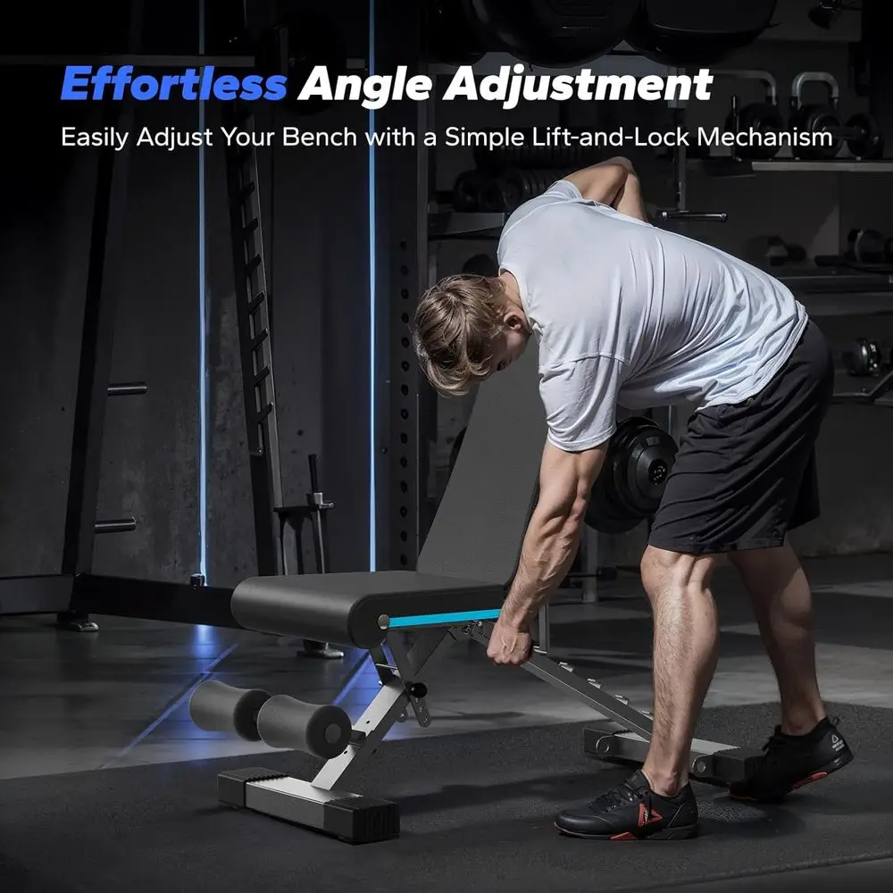 ウェイトベンチ、990ポンドの耐荷重を持つ家庭用ジム用折りたたみ式ウェイトベンチ、72のトレーニング角度を備えた調節可能なウェイトベンチ、インクラインベンチ