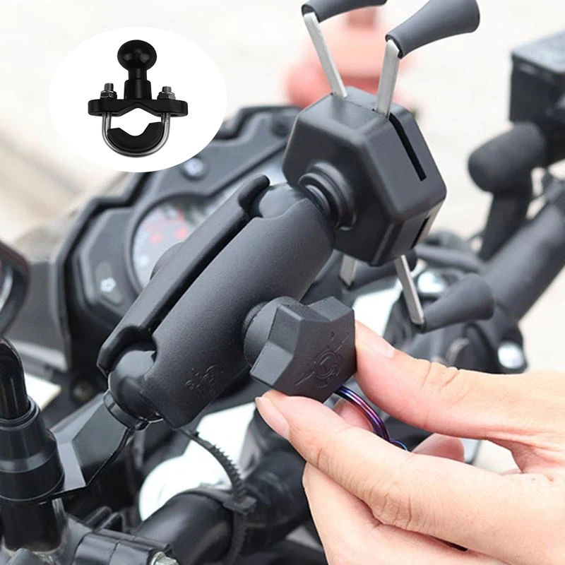 Motorcycle Handlebar U Bolt Mount Base Kit Ball Clamp Bracket Accessories for Sturdy Phone GPS Installation on Road