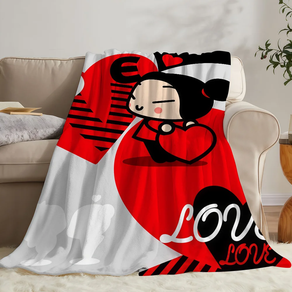 Cartoon G-Garu P-Pucca Blanket Soft Warm And Thick Perfect For Bedroom Living Room Bed Sofa Camping Picnic Office Gift