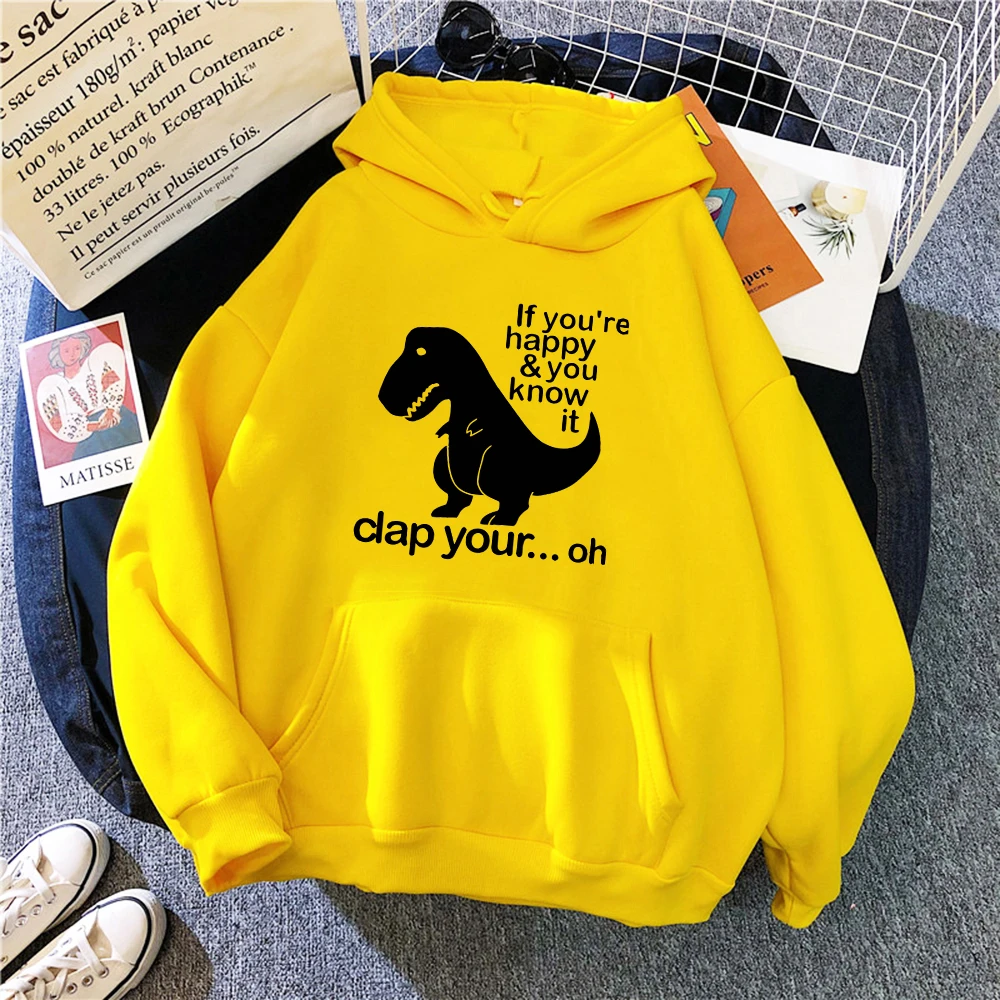 

Dinosaur Printing men Hoodies Loose Comfortable Soft Pocket Sweatshirts Winter Casual Fleece Warm Pullovers man Woman Sportswear
