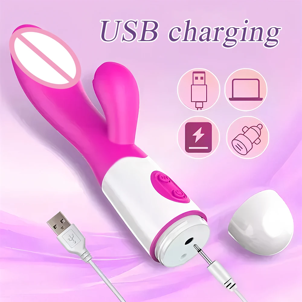 Rabbit Vibrator Dildo Powerful Dual Vibration G Spot Clitoris Stimulation Masturbators Vaginal Massager Adult For Women Sex Toys