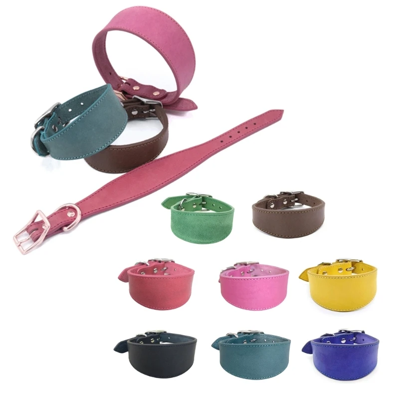 Leathers Dogs Collar Soft Padded Collar for Whippets Salukis Sighthounds Dogs Adjustable Collar Large Breeds Dogs Supply