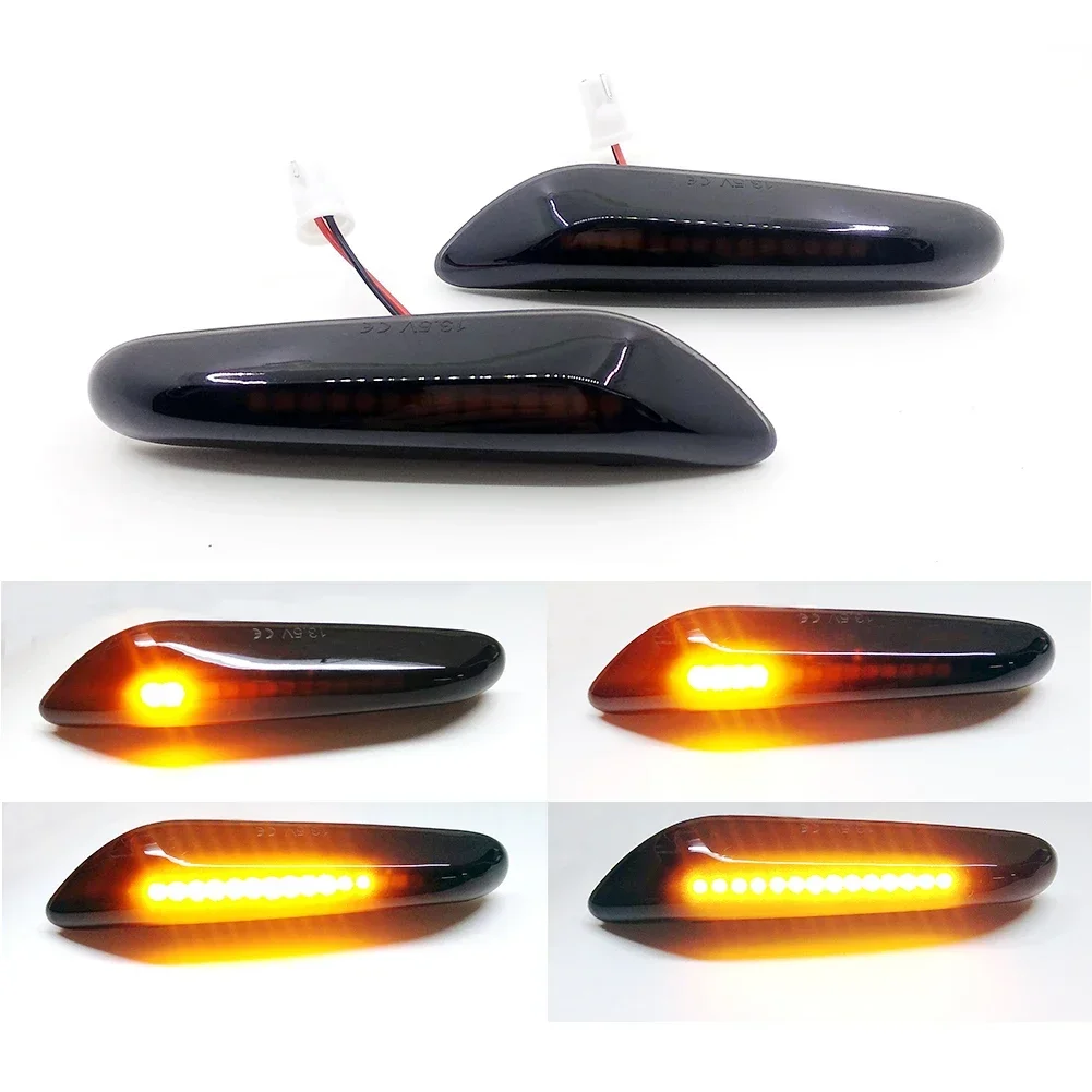 

2PCS Dynamic LED Fender Light Side Marker Smoke Lens Dynamic LED Turn Signal Side Marker Light For BMW X3 For X1 E60 E46 E90 ﻿